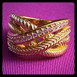 14 K Clad over Sterling Silver, Diamonique Ring